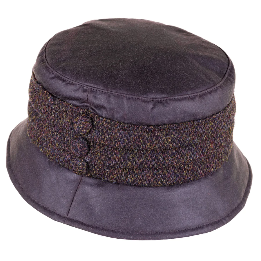 Amy Wax Ladies Hat in Brown with Harris Tweed Pleat