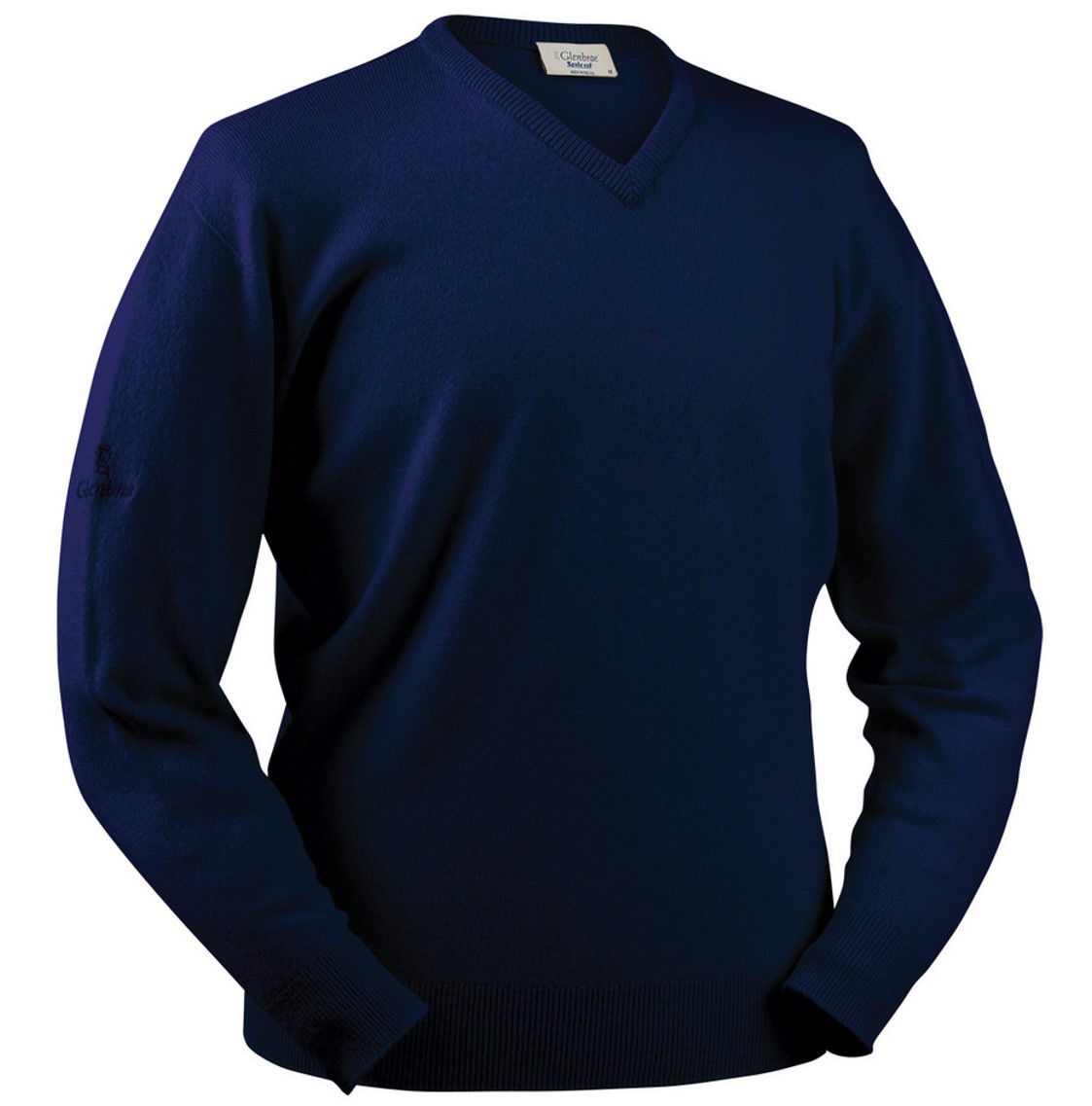 V-Neck Merino Lambswool Jumper in Navy