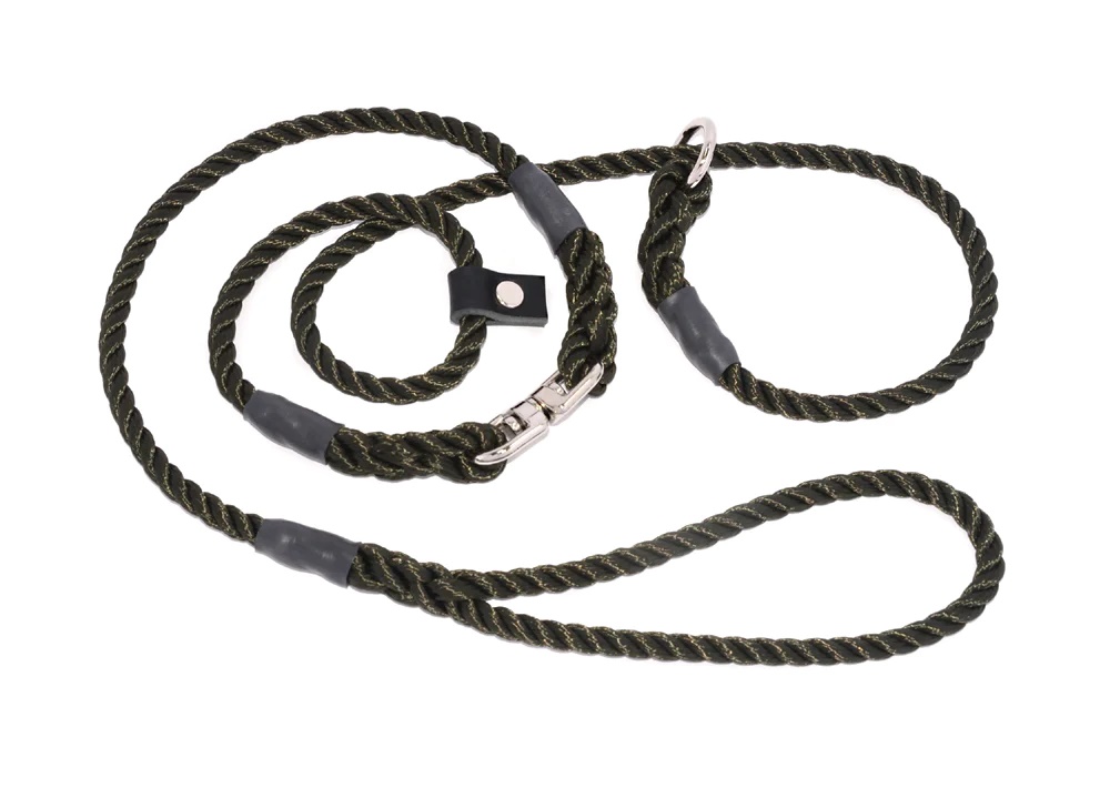 10mm Rope Slip Lead, 1.5m length, with Swivel Joint and Leather Stopper